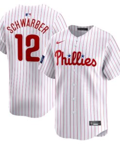 Men's Philadelphia Phillies Kyle Schwarber Nike White 2024 MLB World Tour London Series Home Limited Player Jersey
