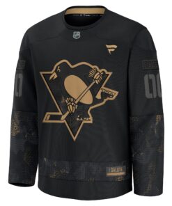 Men's Pittsburgh Penguins Fanatics Black 2024 Military Appreciation Personalized Long Sleeve Practice Jersey
