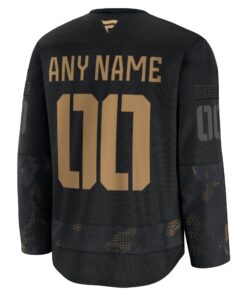 Men's Pittsburgh Penguins Fanatics Black 2024 Military Appreciation Personalized Long Sleeve Practice Jersey