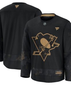 Men's Pittsburgh Penguins Fanatics Black 2024 Military Appreciation Practice Jersey