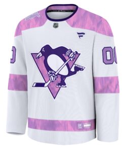 Men's Pittsburgh Penguins Fanatics White 2024 Hockey Fights Cancer Custom Practice Jersey