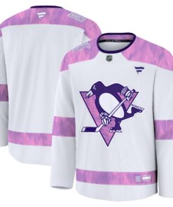 Men's Pittsburgh Penguins Fanatics White 2024 Hockey Fights Cancer Practice Jersey