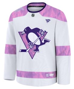 Men's Pittsburgh Penguins Fanatics White 2024 Hockey Fights Cancer Practice Jersey