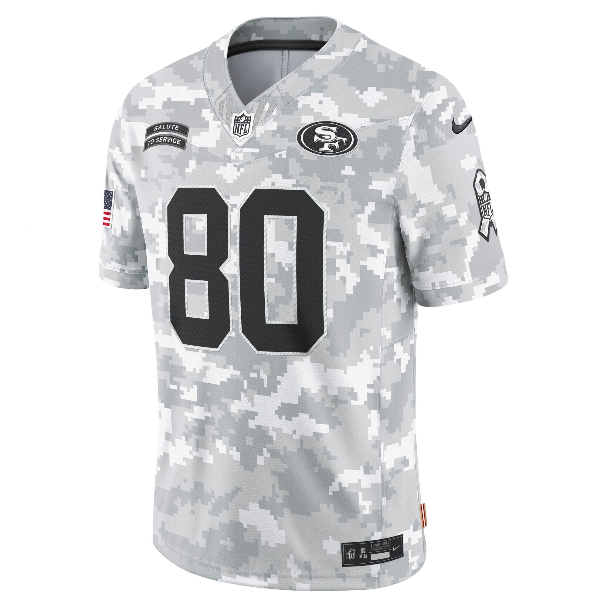 Men's San Francisco 49ers Jerry Rice Nike Arctic Camo 2024 Salute to Service Retired Player Limited Jersey