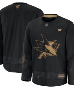Men's San Jose Sharks Fanatics Black 2024 Military Appreciation Practice Jersey