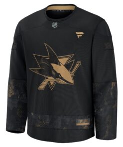 Men's San Jose Sharks Fanatics Black 2024 Military Appreciation Practice Jersey