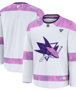 Men's San Jose Sharks Fanatics White 2024 Hockey Fights Cancer Practice Jersey