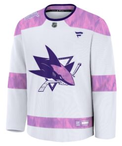 Men's San Jose Sharks Fanatics White 2024 Hockey Fights Cancer Practice Jersey