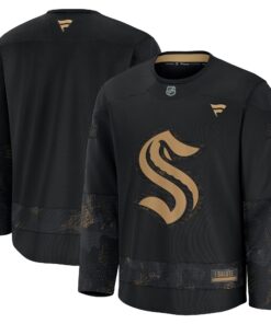 Men's Seattle Kraken Fanatics Black 2024 Military Appreciation Practice Jersey