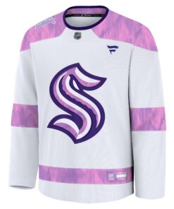 Men's Seattle Kraken Fanatics White 2024 Hockey Fights Cancer Practice Jersey