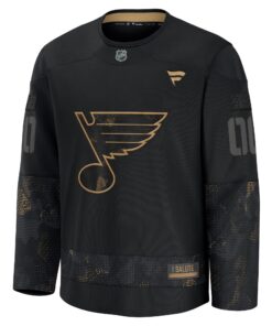 Men's St. Louis Blues Fanatics Black 2024 Military Appreciation Personalized Long Sleeve Practice Jersey
