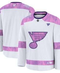 Men's St. Louis Blues Fanatics White 2024 Hockey Fights Cancer Practice Jersey