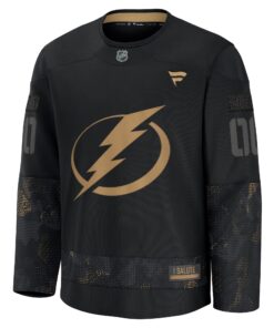 Men's Tampa Bay Lightning Fanatics Black 2024 Military Appreciation Personalized Long Sleeve Practice Jersey