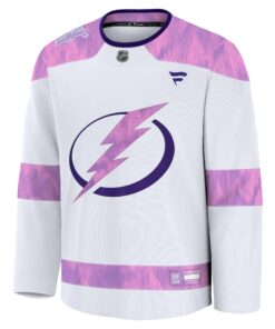 Men's Tampa Bay Lightning Fanatics White 2024 Hockey Fights Cancer Practice Jersey
