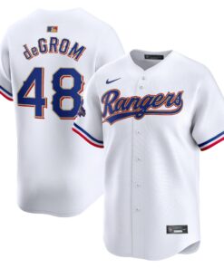 Men's Texas Rangers Jacob deGrom Nike White 2024 Gold Collection Limited Player Jersey