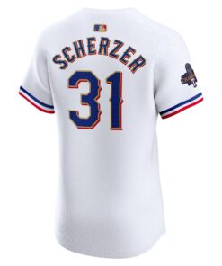 Men's Texas Rangers Max Scherzer Nike White 2024 Gold Collection Elite Player Jersey