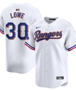 Men's Texas Rangers Nathaniel Lowe Nike White 2024 Gold Collection Limited Player Jersey