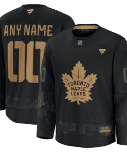 Men's Toronto Maple Leafs Fanatics Black 2024 Military Appreciation Personalized Long Sleeve Practice Jersey