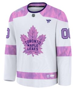 Men's Toronto Maple Leafs Fanatics White 2024 Hockey Fights Cancer Custom Practice Jersey
