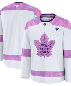 Men's Toronto Maple Leafs Fanatics White 2024 Hockey Fights Cancer Practice Jersey