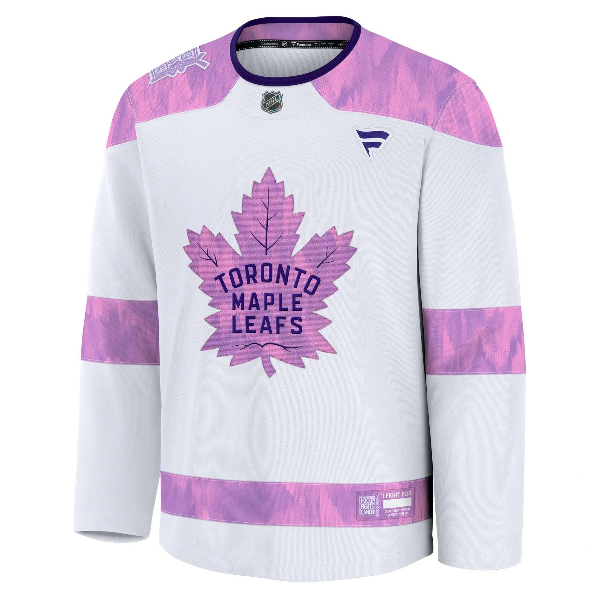 Men's Toronto Maple Leafs Fanatics White 2024 Hockey Fights Cancer Practice Jersey