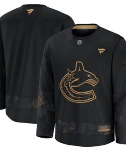 Men's Vancouver Canucks Fanatics Black 2024 Military Appreciation Practice Jersey