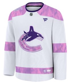 Men's Vancouver Canucks Fanatics White 2024 Hockey Fights Cancer Practice Jersey