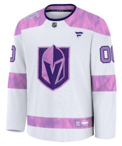 Men's Vegas Golden Knights Fanatics White 2024 Hockey Fights Cancer Custom Practice Jersey