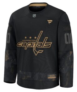 Men's Washington Capitals Fanatics Black 2024 Military Appreciation Personalized Long Sleeve Practice Jersey
