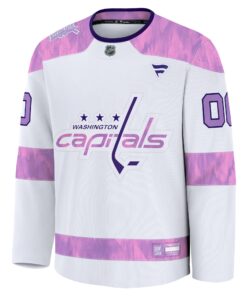 Men's Washington Capitals Fanatics White 2024 Hockey Fights Cancer Custom Practice Jersey