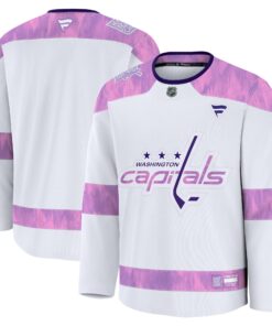 Men's Washington Capitals Fanatics White 2024 Hockey Fights Cancer Practice Jersey