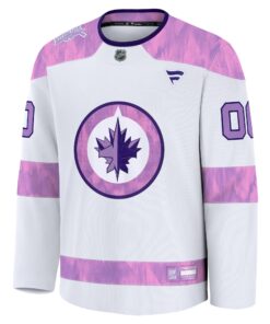 Men's Winnipeg Jets Fanatics White 2024 Hockey Fights Cancer Custom Practice Jersey
