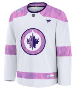 Men's Winnipeg Jets Fanatics White 2024 Hockey Fights Cancer Practice Jersey