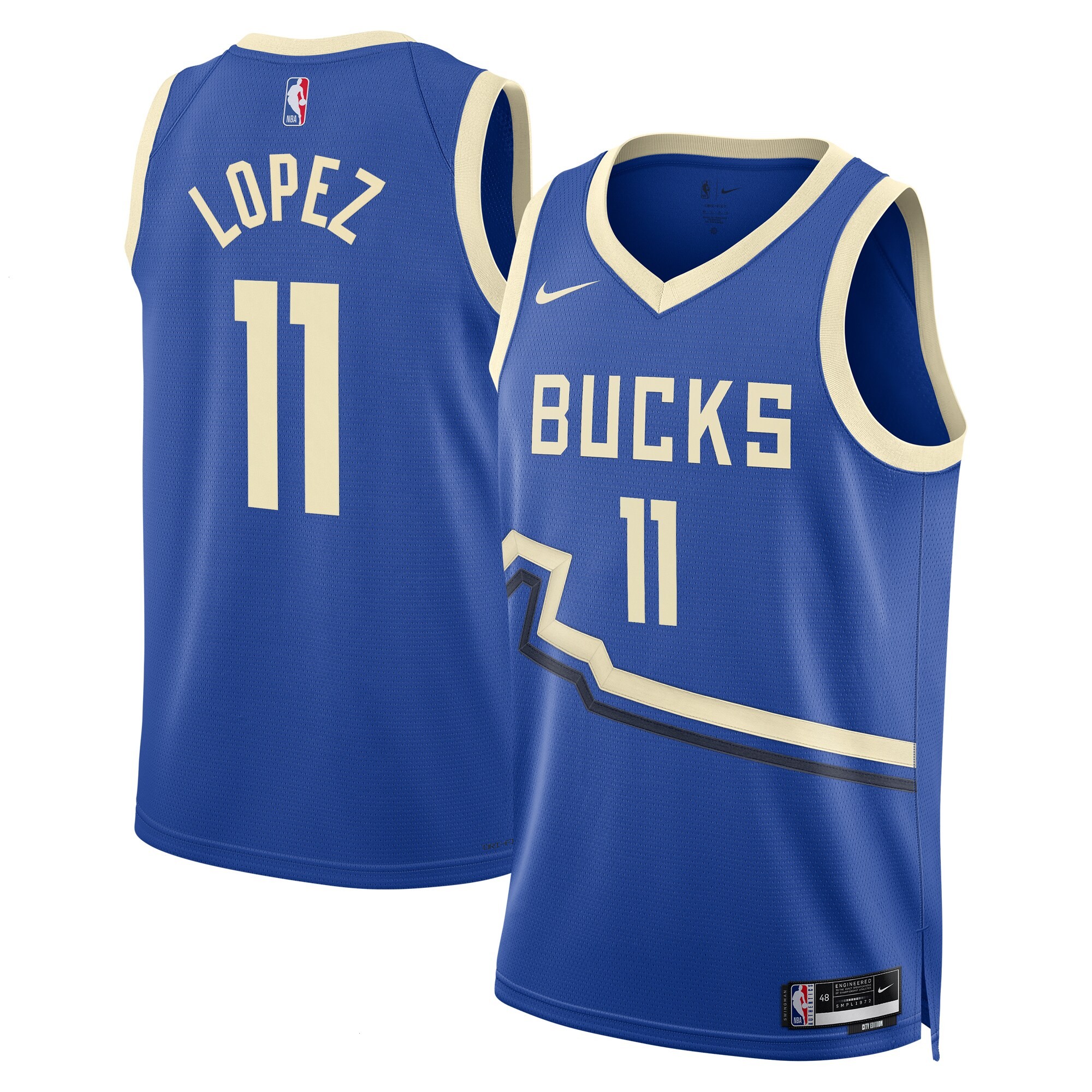 Milwaukee Bucks Nike City Edition Swingman Jersey 2024 - Royal - Brook Lopez - Unisex
