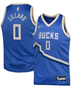 Milwaukee Bucks Nike City Edition Swingman Jersey 2024 - Royal - Damian Lillard - Youth