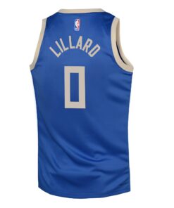 Milwaukee Bucks Nike City Edition Swingman Jersey 2024 - Royal - Damian Lillard - Youth