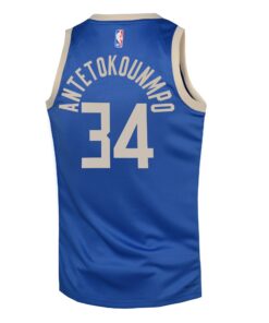 Milwaukee Bucks Nike City Edition Swingman Jersey 2024 - Royal - Giannis Antetokounmpo - Youth