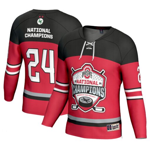 Ohio State Buckeyes GameDay Greats Youth 2024 NCAA Women's Ice Hockey National Champions Fashion Jersey - Scarlet
