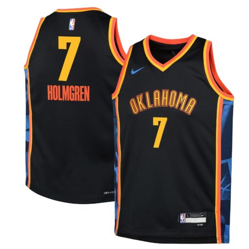 Oklahoma City Thunder Nike City Edition Swingman Jersey 2024 - Black - Chet Holmgren - Youth