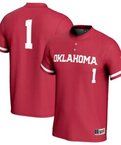 Oklahoma Sooners GameDay Greats Unisex 2024 Women's Softball College World Series Champions Lightweight Softball Fashion Jersey - Crimson