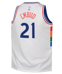 Philadelphia 76ers Nike City Edition Swingman Jersey 2024 - White - Joel Embiid - Youth