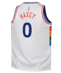 Philadelphia 76ers Nike City Edition Swingman Jersey 2024 - White - Tyrese Maxey - Youth