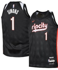 Portland Trail Blazers Nike City Edition Swingman Jersey 2024 - Black - Anfernee Simons - Youth