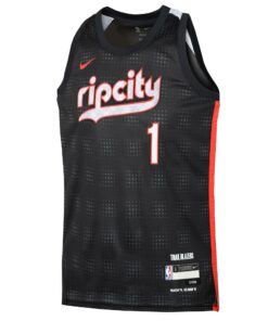 Portland Trail Blazers Nike City Edition Swingman Jersey 2024 - Black - Anfernee Simons - Youth
