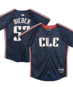 Preschool Cleveland Guardians Shane Bieber Nike Navy 2024 City Connect Limited Jersey