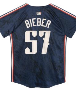 Preschool Cleveland Guardians Shane Bieber Nike Navy 2024 City Connect Limited Jersey