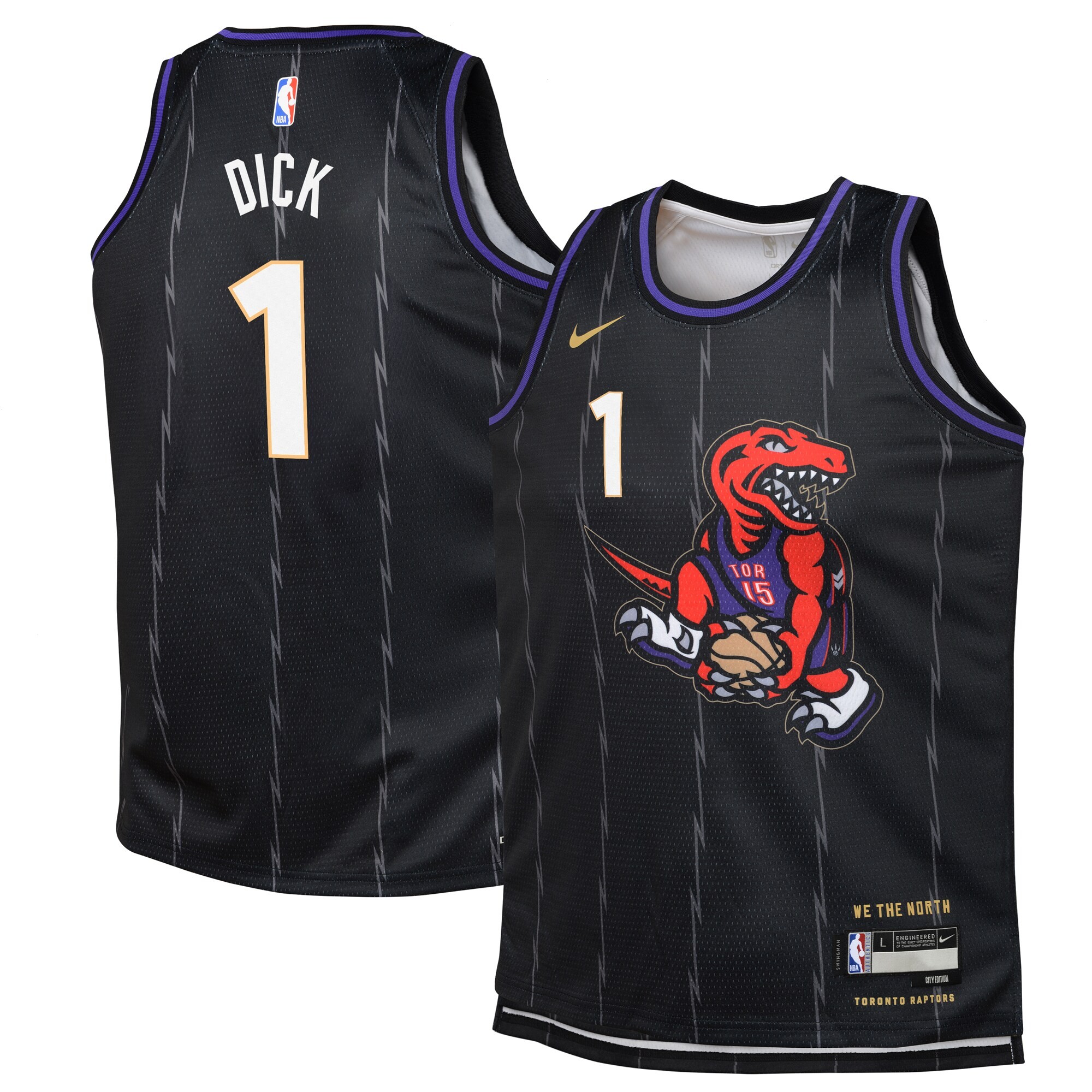 Toronto Raptors Nike City Edition Swingman Jersey 2024 - Black - Grady Dick - Youth