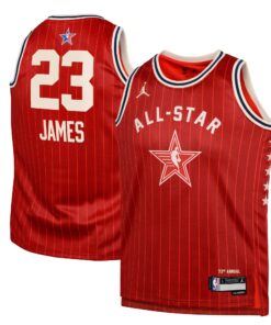 Western Conference Jordan Brand All-Star 2024 Swingman Jersey - Crimson - LeBron James - Youth