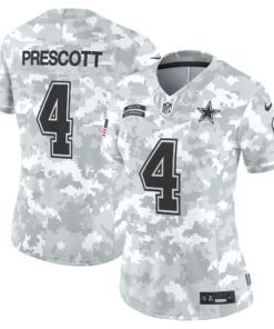 Women's Dallas Cowboys Dak Prescott Nike Arctic Camo 2024 Salute to Service Limited Jersey