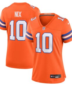 Women's Denver Broncos Bo Nix Nike Orange Mile High Collection 1977 Throwback Player Game Jersey